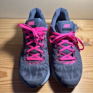 Nike Women's Lunarglide 6 Running Shoes Sneakers - Dark Gray and Bright Pink